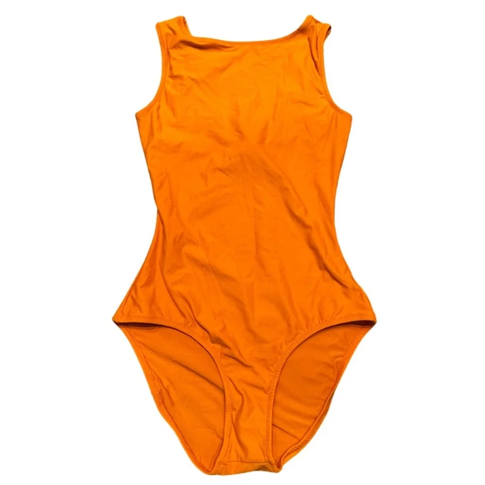 SKIMS Signature Swim High Neck‎ One Piece Tangerine Orange OP-BRF-8311W Womens S